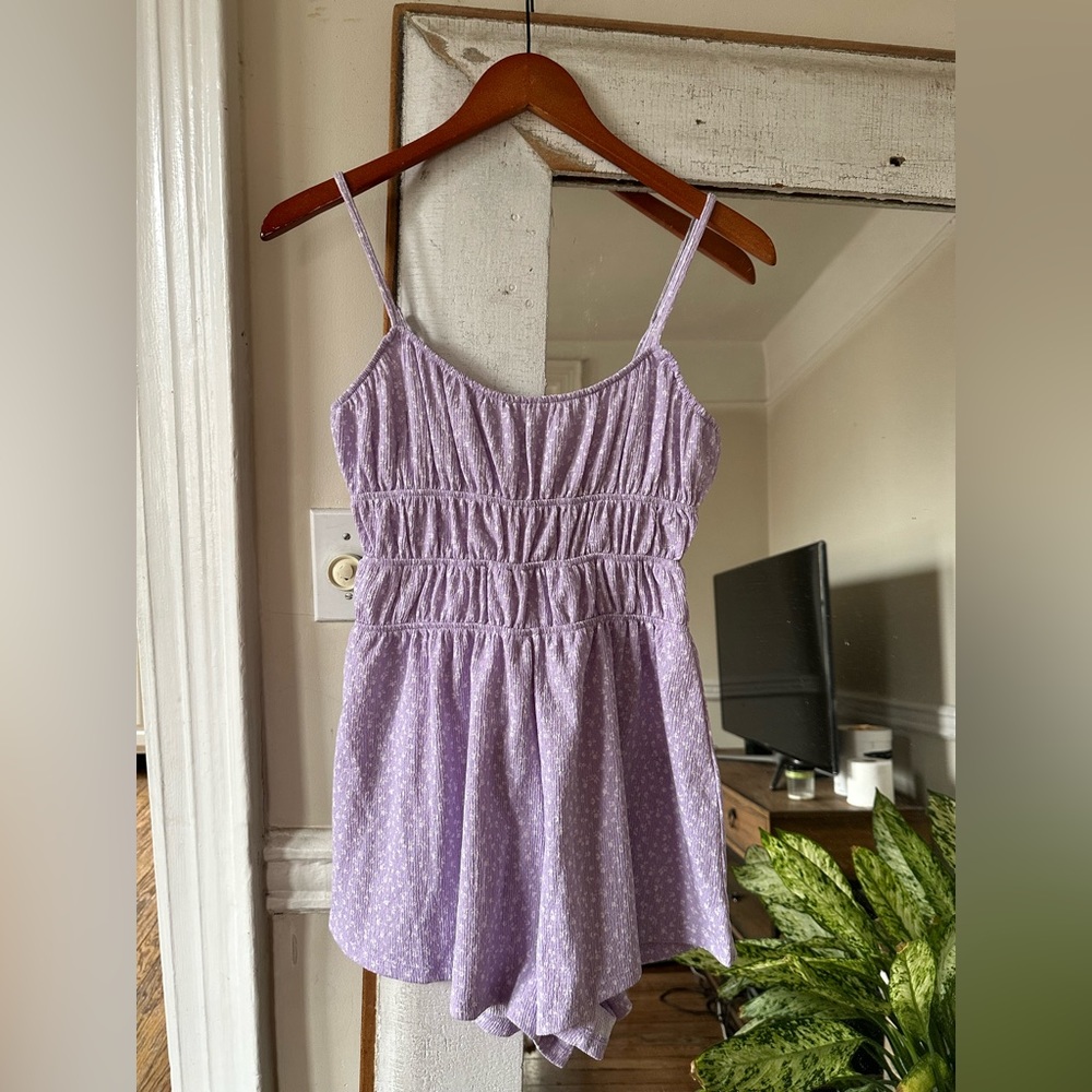H&M Purple Floral Romper XS